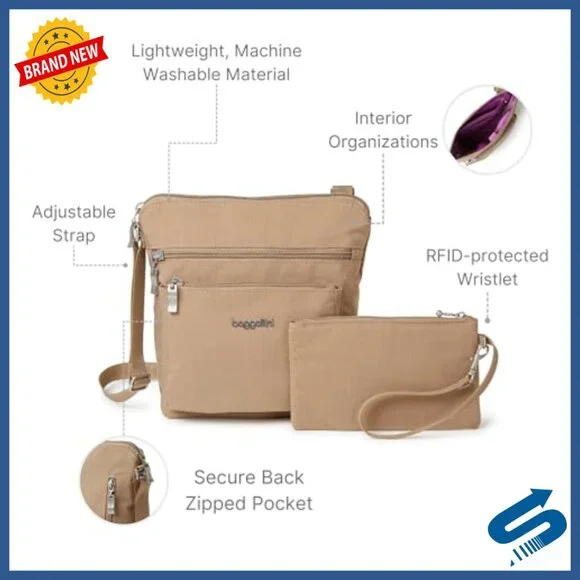 Small Lightweight Crossbody Bag Water-Resistant RFID Travel Purse